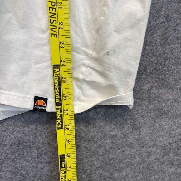 Vintage ELLESSE T-Shirt Men's Large White Big Logo Trashed Moa Ringer Graphic - Picture 9 of 16